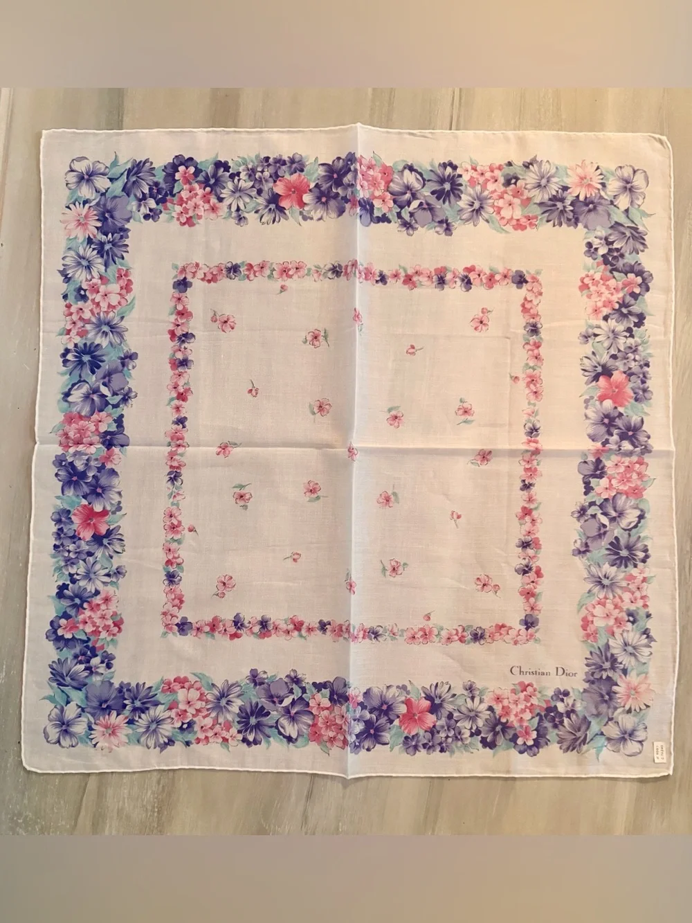 Christian Dior floral handkerchief scarf bandanna bag accessory